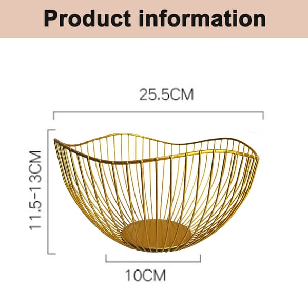 Trendig Design Trådfruktskål För Frukt Och Grönsaker, Miljövänlig Beläggning Halkfria Kuddar, Metallfruktskål Med Bra Luftcirkulation För