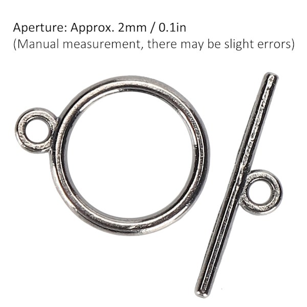100 Set Toggle-spännen Legering 2mm OT Spänne DIY Smyckestillverkning Tillbehör för Halsband Armband Svart