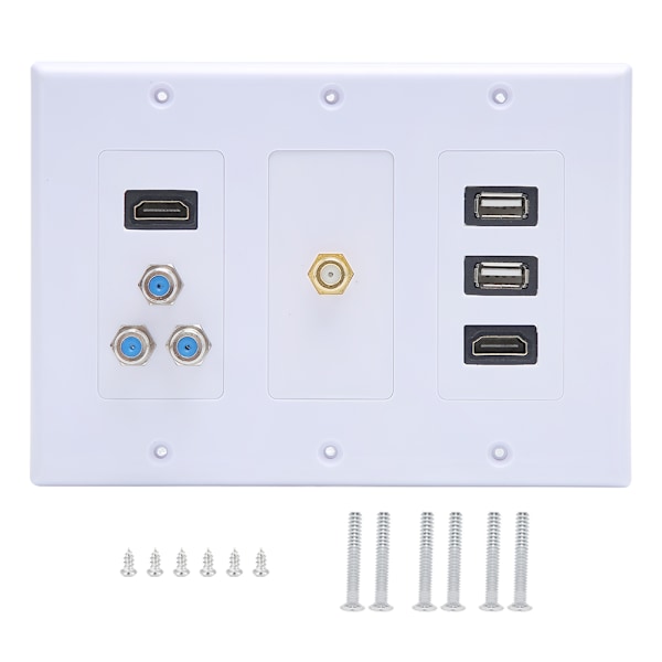 2 USB + 2 HDMI + 4 F-liitäntäpaneelin tietopaneeli US-standardin seinäpaneelina hotelleille, toimistoille ja rakennuksiin