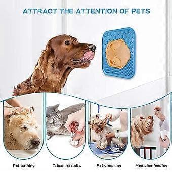 Slikkemåtter til Hunde Katte, Langsom Foder Hundeskål Beroligende Godbidsmåtte Kedsomhed & Angstlindring (S blå)