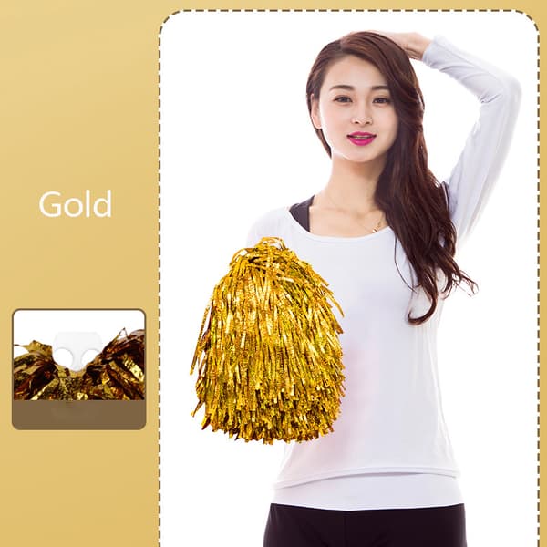 Sæt med 2 Cheerleading Pomponer, Pomponer til Cheerleading, Håndholdte Pomponer til Danseforestillinger, Perfekt til VM – Guld Gold