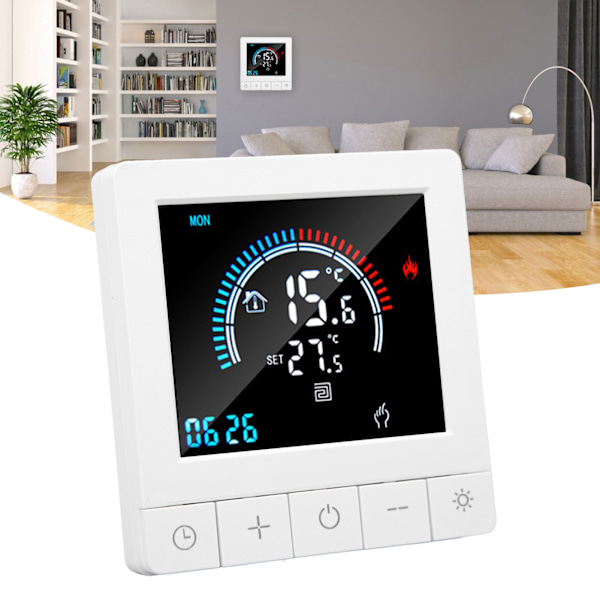 Gulvvarme Termostat LCD Display Touch Control Intelligent Timing Programmerbar Hjemmevarme Controller AC 90‑240V 16A Elektrisk Opvarmning