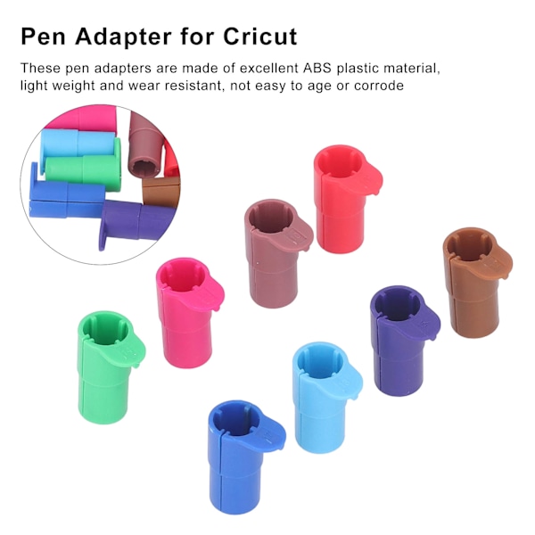 8 stk. penn-adaptersett ABS plast kuttepenn-adapterutskifting for Cricut kutteapparat