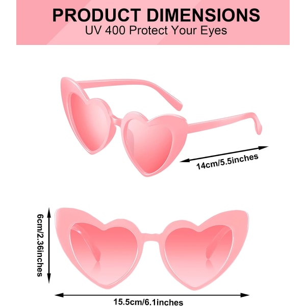 9 par hjerteformede solbriller Vintage hjertesolbriller kvinner