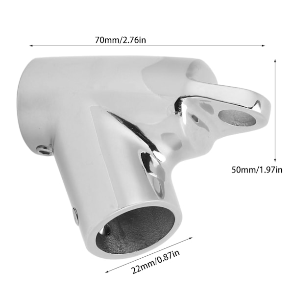 Bimini Top Øje End Bådsdæksel 2 Vejs 316 Rustfrit Stål 60 Grader Topdæksbeslag til 22mm Rør