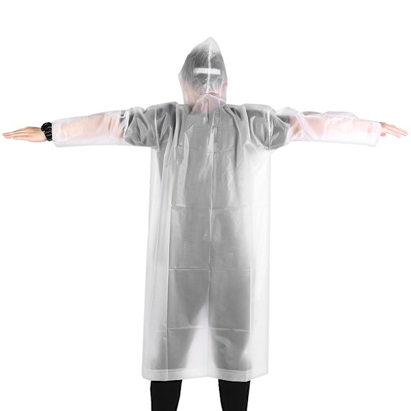 EVA Regnrock för Kvinnor och Män, Tjockare Vattentät Utomhus Camping Hoodie Regnrock (Medelstorlek) Halvtransparent