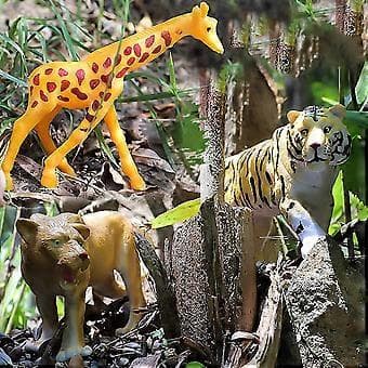 Simuleringsmodel af vilde dyr, legetøj, mini dyr, tiger, panda, børnefigurer, dukker, dinosaurlegetøj