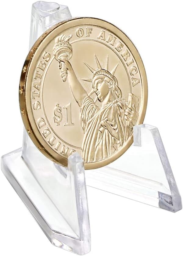 Klare og holdbare akrylstativer til udstilling af samleobjekter, kompakt møntfodholder til mønter, medaljer og mere, 20 stk., Premium