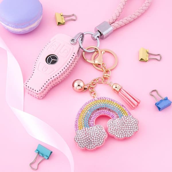 Sød Pink Bling Hjerteformet Nøglering SS6 Premium Krystal Bilnøgle