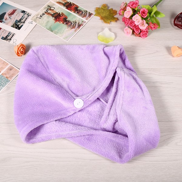 Magic Coral Fleece Hurtigtørrende Hårwrap Håndklæder Sauna Spa Brusebad Hætte Dame Badeværelsesredskab Lilla