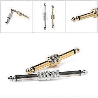 1/4\" 6,35 mm MONO Jack Hane Till Hane Kopplingsplugg Adapter För Gitarr Effekter Pedal Guld