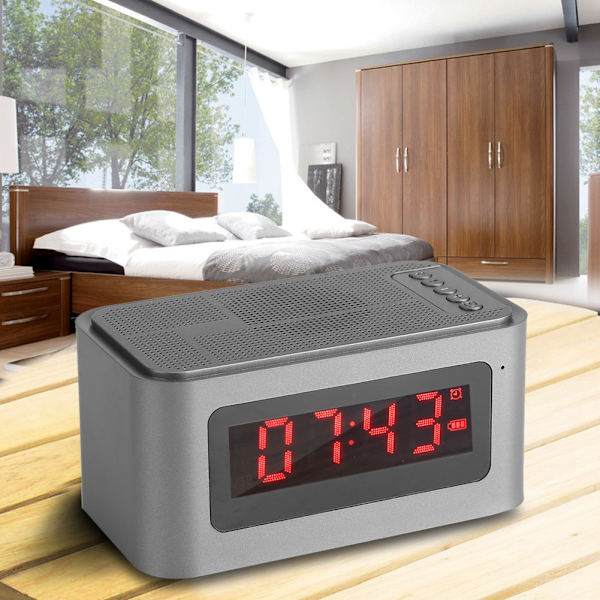 Multifunktionell Bluetooth Digital Väckarklocka LED Stereo Högtalare FM-radio/MP3-spelare/TF Silver