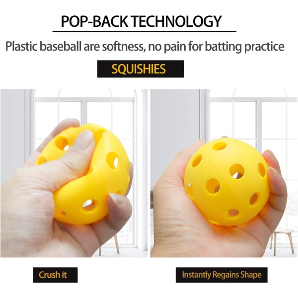 12 Pack Plastic Baseball Practice Baseballs for Hitting, Indoor