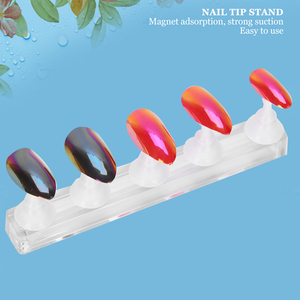 Magnetisk Nageltips-Stativ för Övning, Falska Naglar, Polish, Gel, Displayhållare, Bas, Manikyrverktyg