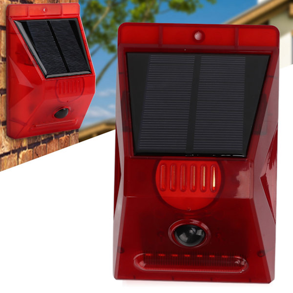 Sound Light Alarm Lamp Solar Powered Remote Control Anti Theft IP65 Waterproof for Fishpond Home