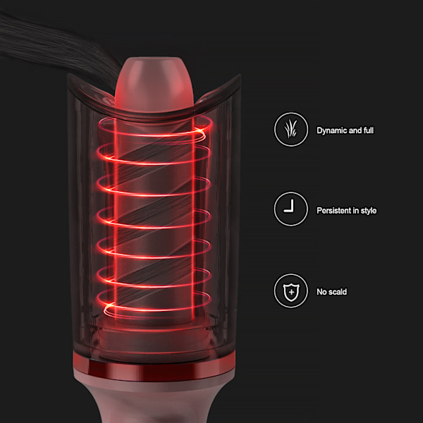 Automatisk roterende hårkrøllerstav Profesjonell elektrisk hårkrøller Hårkrøllerstav Rosa 110‑240VUS-plugg