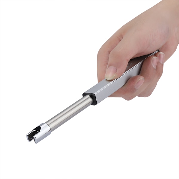 USB Laddningsbar Vindtålig Flammlös Elektrisk Bågtändare Bärbar BBQ Picknick Tändare Matt Silver
