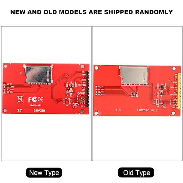 2,8 tommer TFT SPI Serial Port LCD Touch Panel Modul ILI9341 240x320 5V/3.3V (uden Touch)