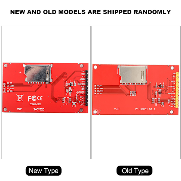 2,8 tuuman TFT SPI sarjaliitäntä LCD kosketusnäyttömoduuli ILI9341 240x320 5V/3.3V (ilman kosketusta)