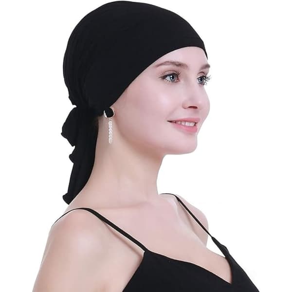 Hodeplagg for kvinner, justerbar design pustende forhåndsknyttet turbanhette for sensitiv hodebunn, multifunksjonelt hodeplagg mykt bambus bomullsstoff med elastikk