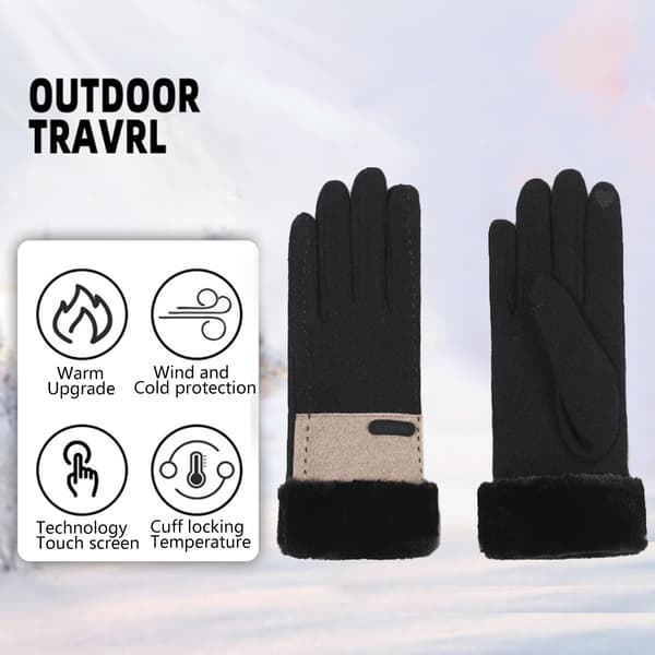 Vinterhandsker til kvinder, koldt vejr, varme dame piger ski snehandsker, touch screen teksthandsker black