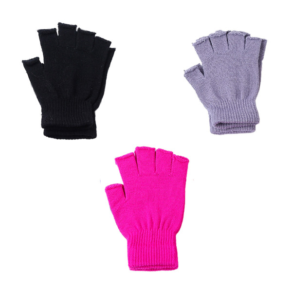 Kvinnor Fingerless Handskar Vinter Half Finger Knit Handskar för Kvinnor
