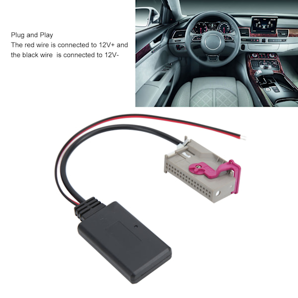 Bil Bluetooth5.0 Trådløs Modul 32-pins AUX IN Adapter Erstatning for A3 A4 A6 A8 RNS E Navigasjon