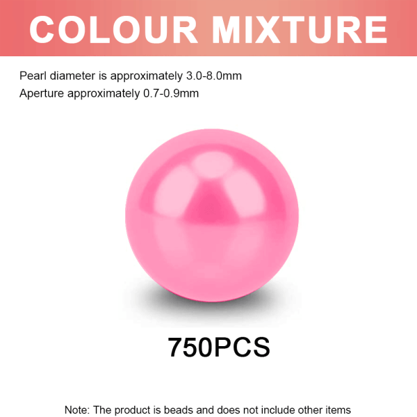 Fargerike runde perler imiterte kunstperler 3-8MM blandet farge