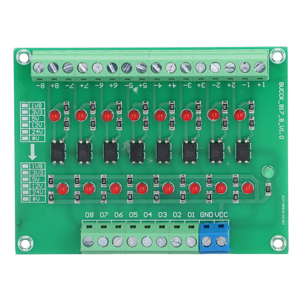 Optisk Isolasjonsmodul 24V til 5V 8-kanals Optocoupler PLC Signalomformerkort