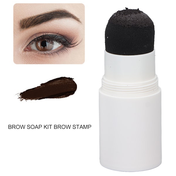 One Step Eyebrow Stamp Shaping Kit Vattentät Pulverstämpel med Eyebrow Definer Schabloner Borste för Perfekt Bryn Mörkbrun