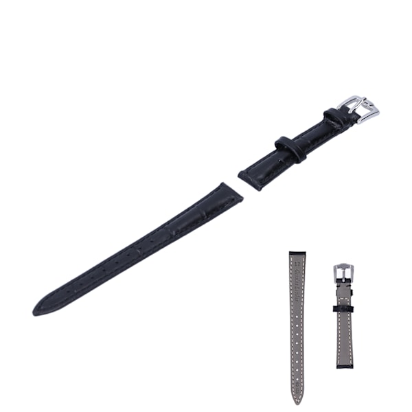 Remmebånd med spenne for klokke, unisex, erstatning, reservedeler, tilbehør, svart 16 mm / 0,63 tommer