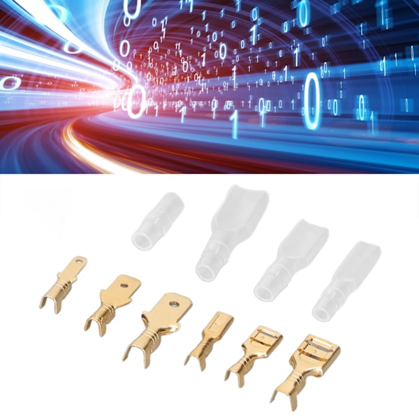 600 stk Messing Crimp Terminal Connector Han & Hun Messing Spade Connector med Transparent Slid