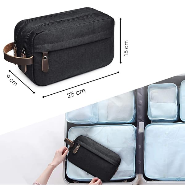 Moderne toalettmappe, lerretmateriale, multifunksjonell toalettmappeorganisator med elastisk bånddesign for reise