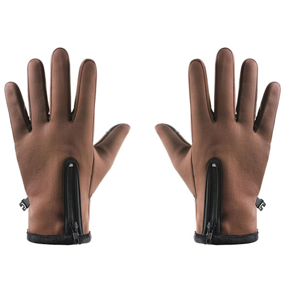 Vinterhandsker Varme vindtætte fingre Touch Screen Handsker til mænd Skiløb Brown L code
