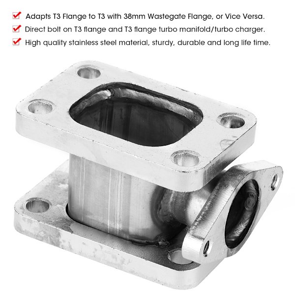 T3-T3 Ruostumattomasta Teräksestä Valmistettu Turbo-jakotukin Sovitin 38mm Jäteportin Laippa Ulostulo Turbo Vaihtoprojekti