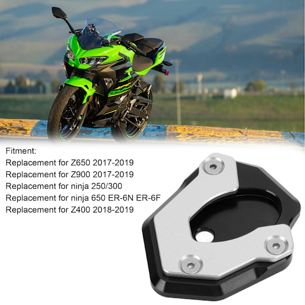 Motorcykel Støttefod Forlænget Plade Aluminium Legering Udskiftning til Z650 Z900 2017‑2019 Sort