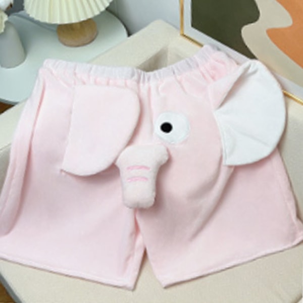 Roliga Elefant Shorts Söt Design Polyester Bekväma Casual Hem Lounge Shorts för Sommar Ljusrosa M (40-60kg)