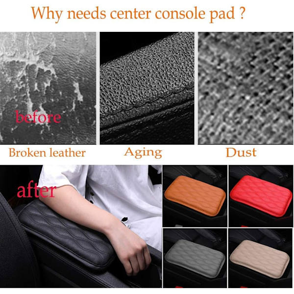 Auto Center Console Cover, Console Cover Armrest Pads, PU Læder