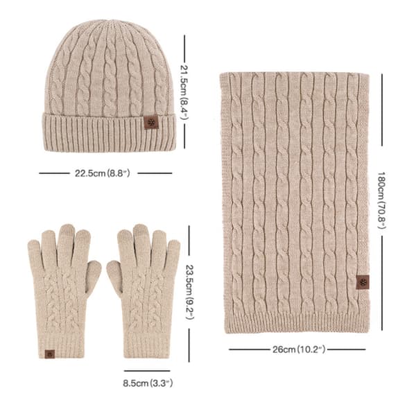 Vinter Strikket Hue Beanie Langt Halstørklæde Touchscreen Handsker Sæt Skull Cap Halsedisse Handsker