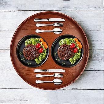50cm Stor Rund Serveringsbricka Träbricka Köksartiklar för Hem Restaurang