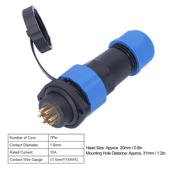 IP68 Vandtæt Stikdåse Flans Aviation Strømforbindelse Industriel Adapter AC380V SP207 Pin (380V 10A)