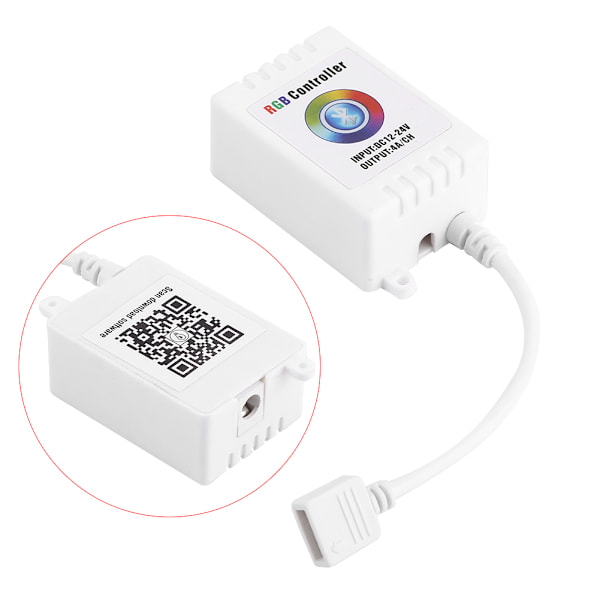 Trådlös LED-lampa fjärrkontroll mobil Bluetooth-kontroll för RGB-remsa 12-24V Vit