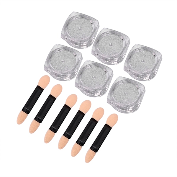 6 st 0,5 g Nagelfärgspulver Nageldekorering Glitter Pigment för Nagelsalong TCL-12