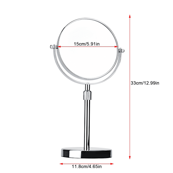 6 tommers innfellbart speil dobbeltsidig høydefinisjon høydejusterbart roterbart sminke speil