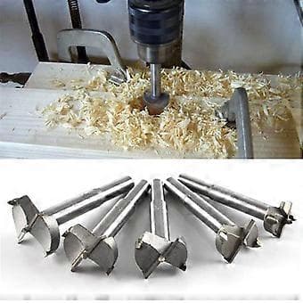 5 stk. flat vingebor, trebearbeiding, åpner, snekring, hullpunchbit, opprømming, hengselpunching