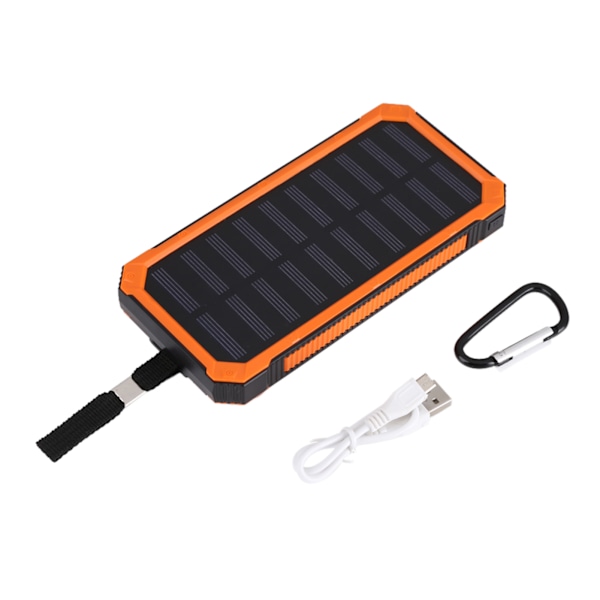 20000mAh Bærbar Solenergi Powerbank Ekstern Batterilader med 6 stk. LED Lys Orange