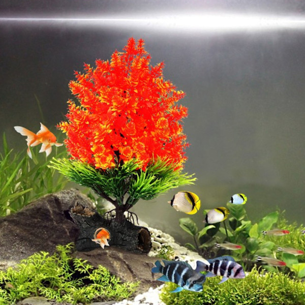 Akvarium Plante Dekorationer Simulation Kunstig Tang Vandplanter til Hjem og Akvarium Landskab Rød