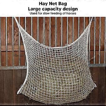 Hønetpose PE Vævet Reb Mesh Hulpose Heste Slow Feeder Foderopbevaringspose Hvid 120x90cm / 47,2x35,4in