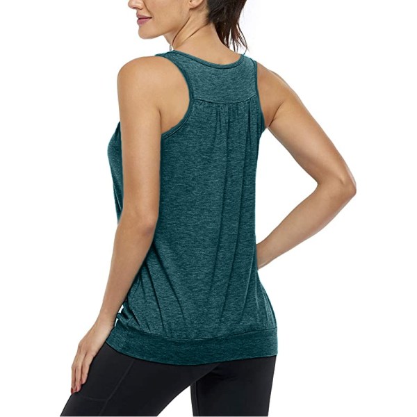 Ärmlös rund hals lös racerback yoga tank top