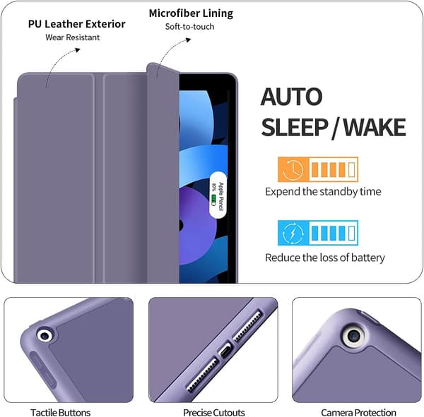 Etui til iPad 9. generation (2021) / 8. generation (2020) / 7. generation (2019) 10,2 tommer med blyantholder, Smart Auto Sleep/Wake Soft TPU-bagside